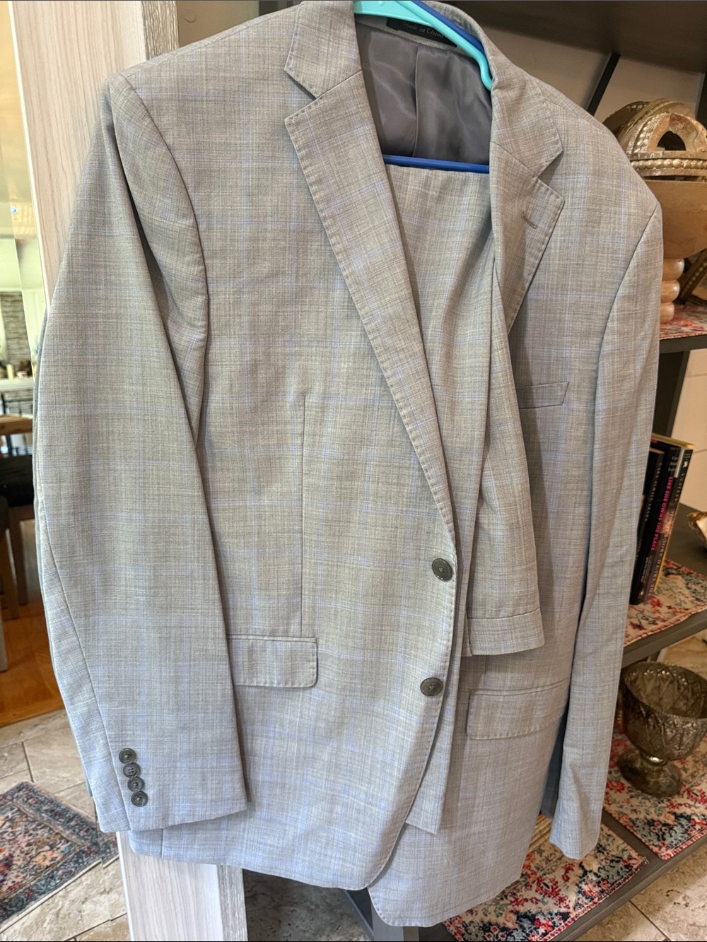 Calvin Klein Light Gray Plaid Suit Jacket